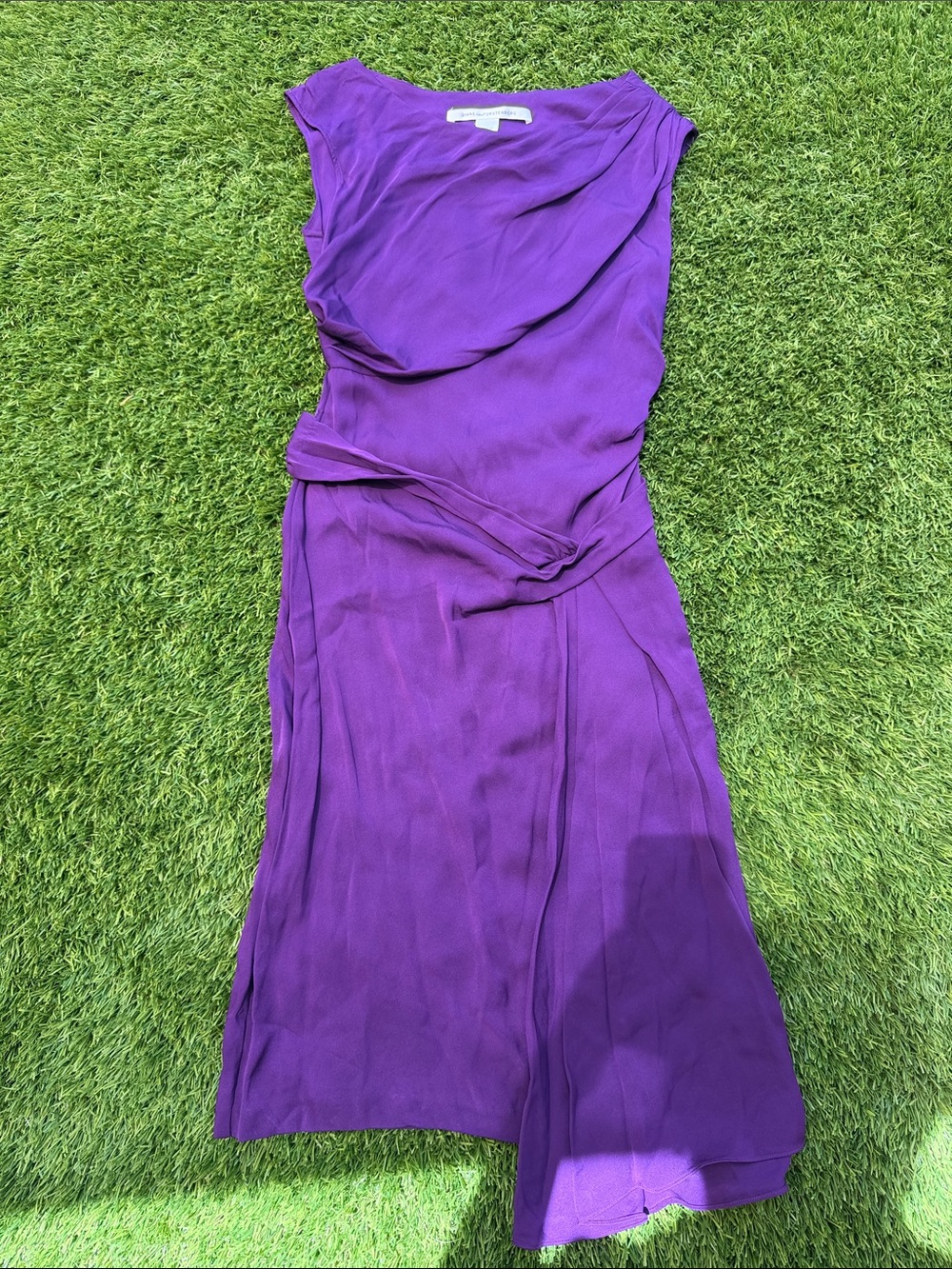 Diane Von Furstenberg Violet Midi Dress 100% Silk - Picture 4 of 16